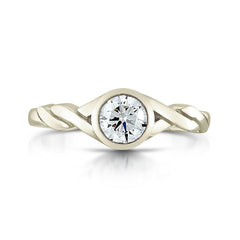 Celtic Twist 0.40ct Diamond Solitaire Ring in 18ct White Gold by Sheila Fleet Jewellery