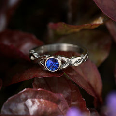 Celtic Twist Sapphire Ring in 18ct White Gold by Sheila Fleet Jewellery