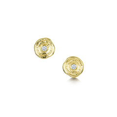 Lunar Diamond Petite Stud Earrings in 18ct Yellow Gold by Sheila Fleet Jewellery