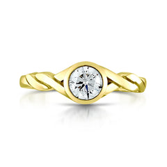 Celtic Twist 0.40ct Diamond Solitaire Ring in 18ct Yellow Gold by Sheila Fleet Jewellery