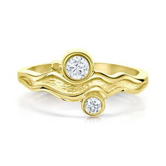River Ripples 18ct Yellow Gold Ring with 3.9mm & 3mm Diamonds by Sheila Fleet Jewellery