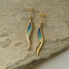 Flight Enamelled Drop Earrings in 18ct Yellow Gold
