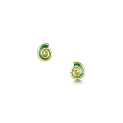 Skara Spiral 18ct Yellow Gold Petite Stud Earrings in Shallows Enamel by Sheila Fleet Jewellery
