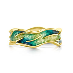 Sea Motion 18ct Yellow Gold Ring in Tempest Enamel by Sheila Fleet Jewellery