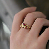 Cosmos Galaxy Ruby & Diamond Ring in 18ct Yellow Gold by Sheila Fleet Jewellery