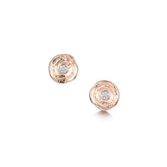 Lunar Diamond Petite Stud Earrings in 9ct Rose Gold by Sheila Fleet Jewellery