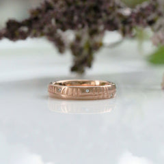 Ogham Small Ring in 9ct Rose Gold with Diamonds by Sheila Fleet Jewellery