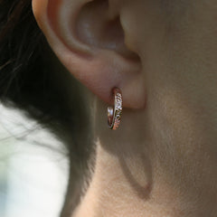 Matrix Huggie Hoop Earrings in 9ct Rose Gold by Sheila Fleet Jewellery