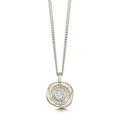 Lunar Diamond Small Pendant in 9ct White Gold by Sheila Fleet Jewellery