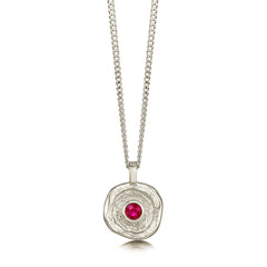 Lunar Ruby Small Pendant in 9ct White Gold by Sheila Fleet Jewellery