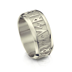 Runic Dress Ring in 9ct White Gold by Sheila Fleet Jewellery