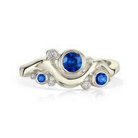 Cosmos Galaxy Sapphire & Diamond Ring in 9ct White Gold by Sheila Fleet Jewellery