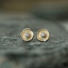 Lunar Diamond Petite Stud Earrings in 9ct Yellow Gold by Sheila Fleet Jewellery