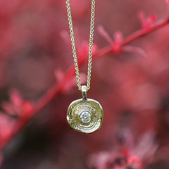 Lunar Diamond Small Pendant in 9ct Yellow Gold by Sheila Fleet Jewellery