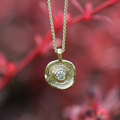 Lunar Diamond Small Pendant in 9ct Yellow Gold by Sheila Fleet Jewellery