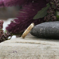 Ogham Small Ring in 9ct Yellow Gold with Diamonds by Sheila Fleet Jewellery