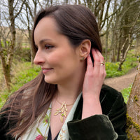 Rowan Occasion Necklace in 9ct Yellow Gold with Peridot, Pearl & Diamond by Sheila Fleet Jewellery