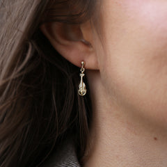 Petite Fiddle Drop Earrings in 9ct Yellow Gold by Sheila Fleet Jewellery
