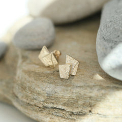 Standing Stones Petite Duo Stud Earrings in 9ct Yellow Gold by Sheila Fleet Jewellery
