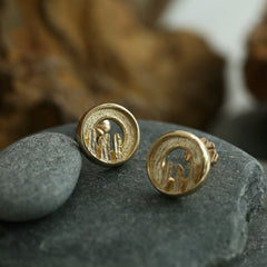 Orkney Spirit Stud Earrings in 9ct Yellow Gold by Sheila Fleet Jewellery