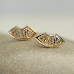 Runic 'Orkney' Small Stud Earrings in 9ct Yellow Gold by Sheila Fleet Jewellery