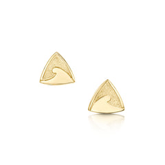 Single Wave Small Stud Earrings in 9ct Yellow Gold by Sheila Fleet Jewellery