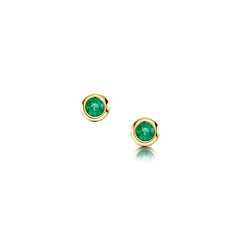 Small Emerald Solitaire Stud Earrings in 9ct Yellow Gold by Sheila Fleet Jewellery