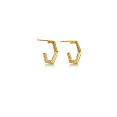Honeycomb Huggie Earrings in 9ct Yellow Gold by Sheila Fleet Jewellery