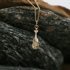 Petite Fiddle Pendant in 9ct Yellow Gold by Sheila Fleet Jewellery