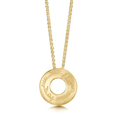 Ogham Small Pendant Necklace in 9ct Yellow Gold by Sheila Fleet Jewellery