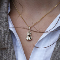Fiddle Pendant in 9ct Yellow Gold by Sheila Fleet Jewellery