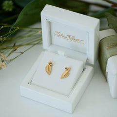 Rowan Small Stud Earrings in 9ct Yellow Gold with Peridot by Sheila Fleet Jewellery