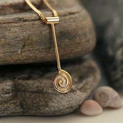 Skara Spiral Long Pendant in 9ct Yellow Gold by Sheila Fleet Jewellery