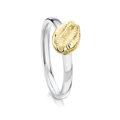 Groatie Buckie Small Shell Ring in Silver & 9ct Yellow Gold by Sheila Fleet Jewellery