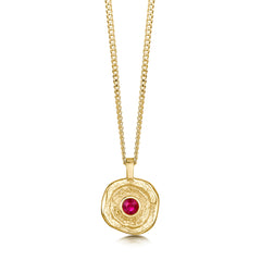 Lunar Ruby Small Pendant in 9ct Yellow Gold by Sheila Fleet Jewellery