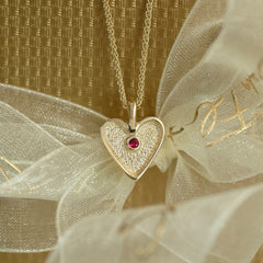 Secret Hearts Ruby Dress Pendant in 9ct Yellow Gold by Sheila Fleet Jewellery