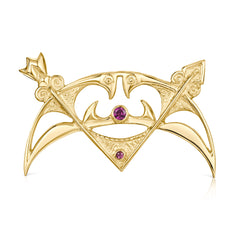 Crescent & Rod Rhodolite Brooch in 9ct Yellow Gold by Sheila Fleet Jewellery