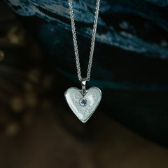 Secret Hearts Aquamarine Birthstone Pendant in Crystal Enamel by Sheila Fleet Jewellery