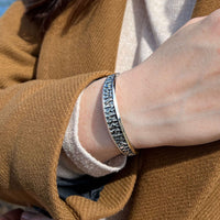 Runic Torque Bangle in Sterling Silver with Hematite by Sheila Fleet Jewellery