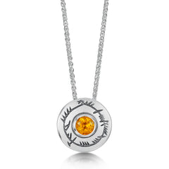 Ogham Small Citrine Pendant in Sterling Silver by Sheila Fleet Jewellery