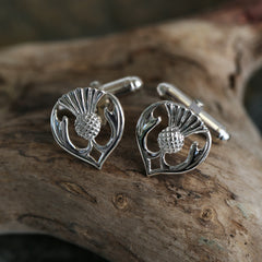 Thistle Cufflinks in Sterling Silver by Sheila Fleet Jewellery