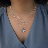 Lunar Cubic Zirconia Petite Pendant in Lunar Blue Enamel by Sheila Fleet Jewellery