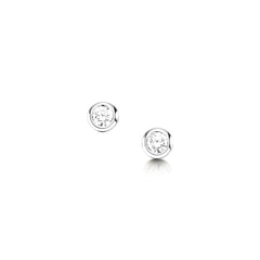 Small Cubic Zirconia Solitaire Stud Earrings in Sterling Silver by Sheila Fleet Jewellery