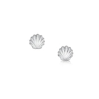 Scallop Plain Silver Stud Earrings by Sheila Fleet Jewellery