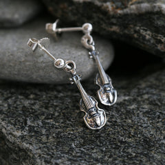 Petite Fiddle Drop Earrings in Sterling Silver by Sheila Fleet Jewellery