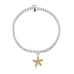 Starfish Enamel Stretch Bracelet in Sterling Silver by Sheila Fleet Jewellery