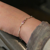 River Ripples 4-link Sterling Silver Bracelet in Hot Pink Enamel