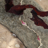 River Ripples 4-link Sterling Silver Bracelet in Hot Pink Enamel