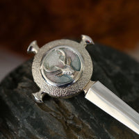 Stag's Head Kilt Pin in Pearl Grey Enamel by Sheila Fleet Jewellery