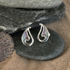 Mill Sands Enamel Petite Stud Earrings in Sterling Silver by Sheila Fleet Jewellery